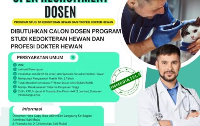 Open Recruitment Dosen Sarjana Kedokteran Hewan dan Profesi Dokter Hewan