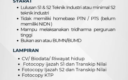 Open Recruitment Dosen Teknik Industri