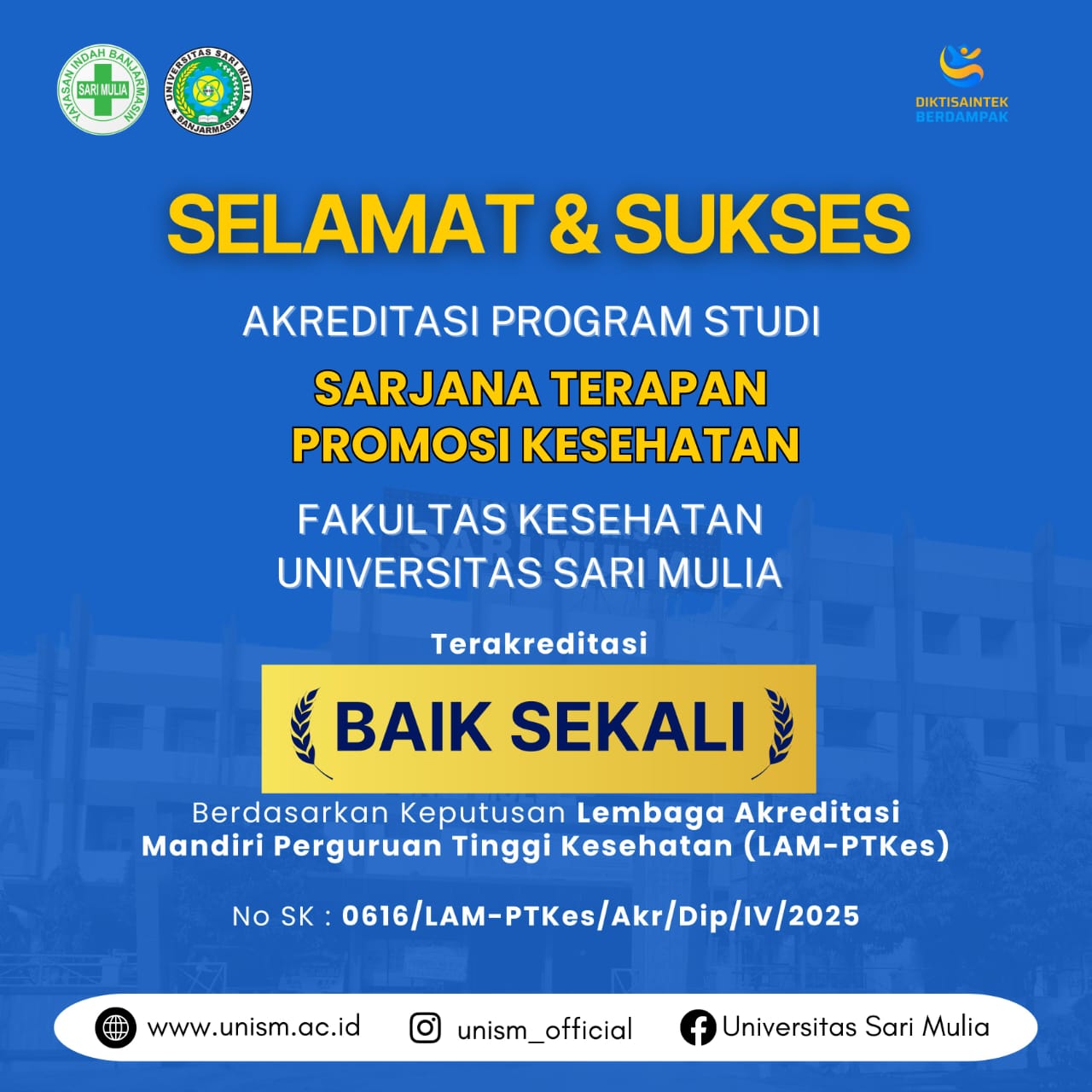 Program Studi DIV Promosi Kesehatan UNISM Raih Akreditasi “Baik Sekali” Program Studi DIV Promosi Kesehatan UNISM Raih Akreditasi “Baik Sekali”